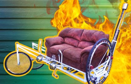 Amazing Flamethrower Sofa Bike!